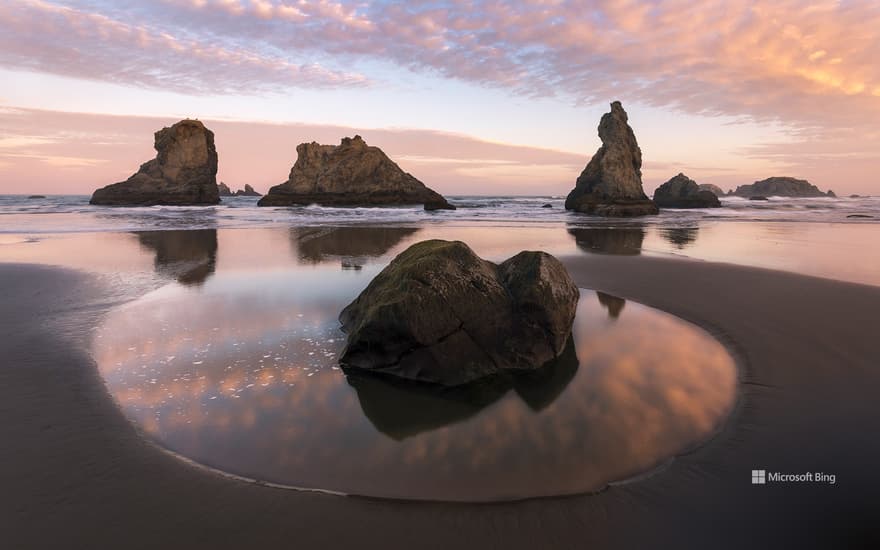 Sea stacks of Bandon Beach in Bandon, Oregon, United States
