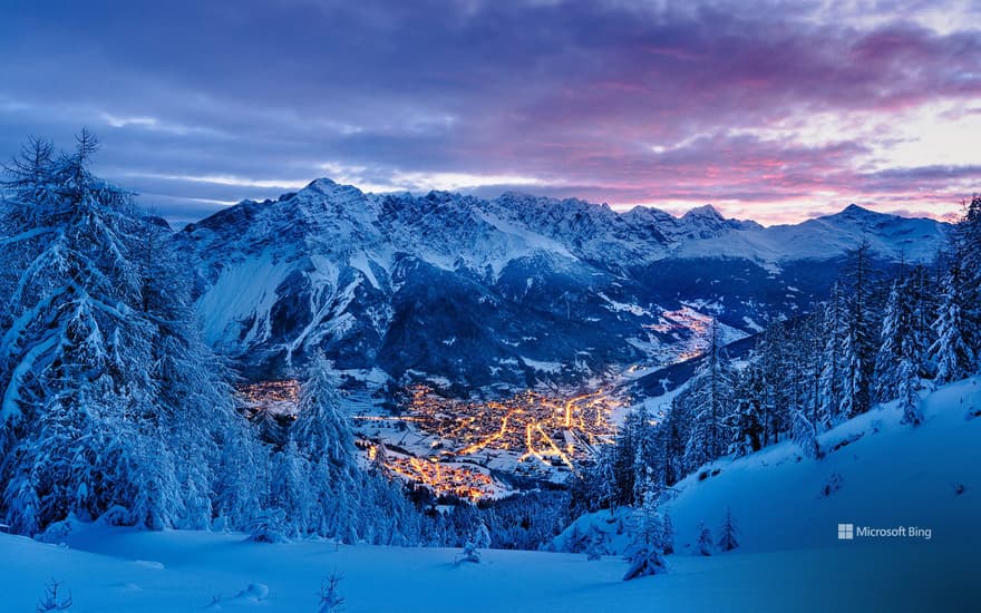 Snow-covered landscape at Bormio, Lombardy, Italy