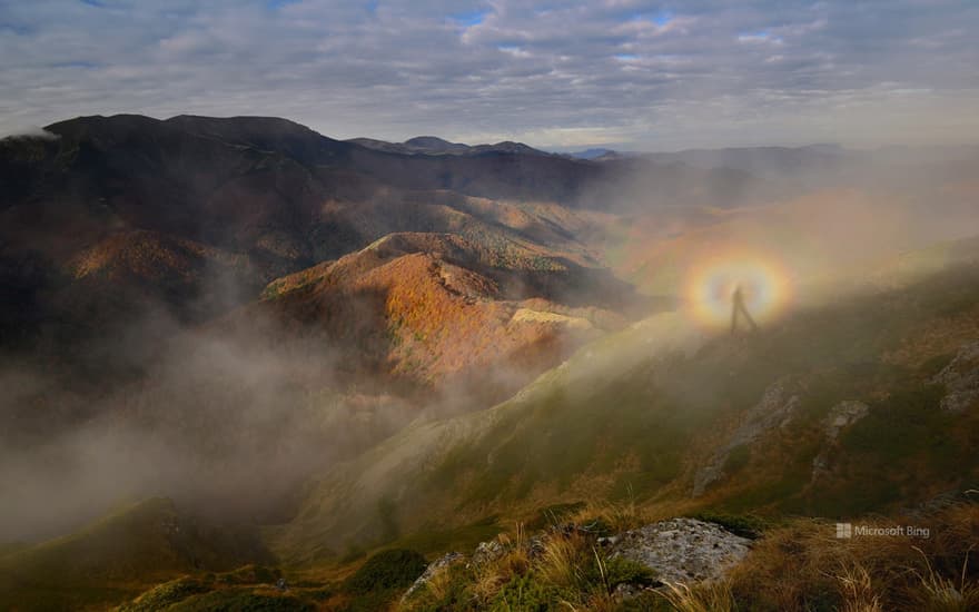 Brocken spectre in Central Balkan National Park, Bulgaria