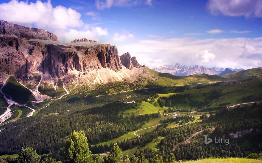 Gardena Pass and the Sella Group in the Dolomites, Italy