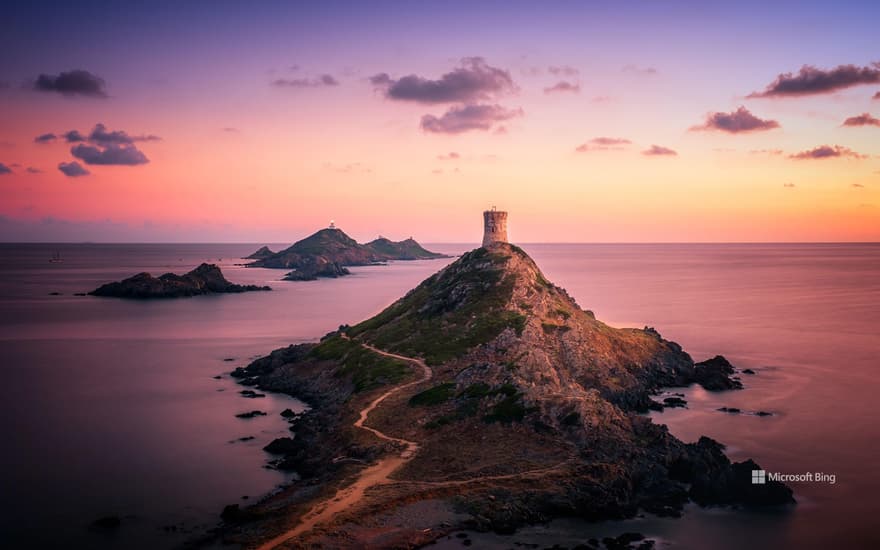 Genoese tower Torra di a Parata, Ajaccio, Corsica, France