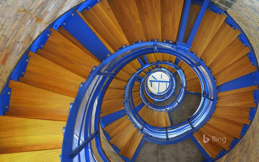 Spiral staircase in the Flügge lighthouse on the island of Fehmarn, Schleswig-Holstein, Germany