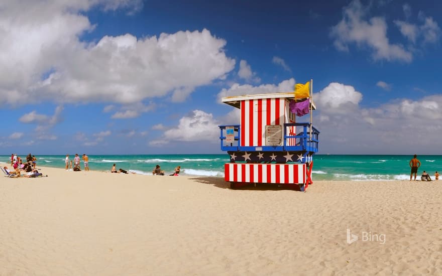 Lifeguard station at Lummus Park in South Beach, Miami, Florida